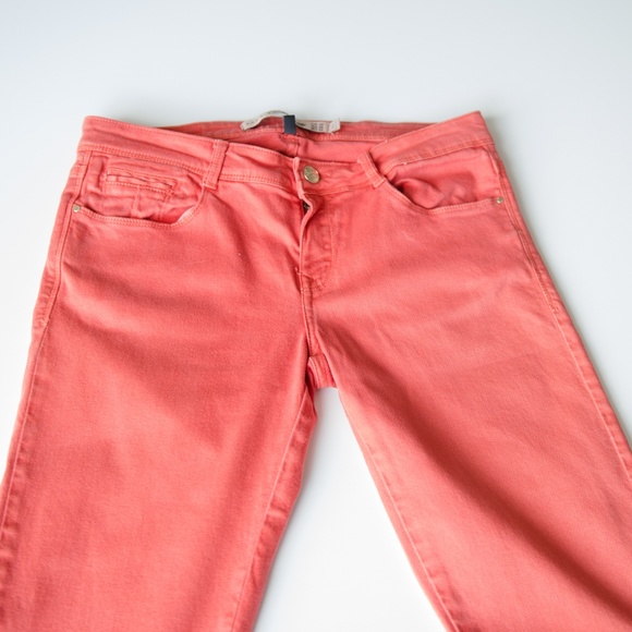 Zara Core Denim Trafaluc Collection Coral  Slim Denim Jeans Size 6 - Picture 7 of 12